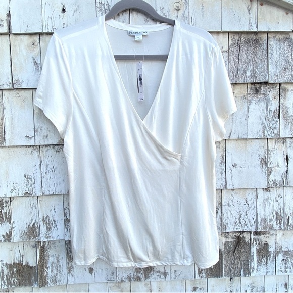 Pendleton Silk Cotton Blend V-Neck  Blouse - Picture 1 of 7